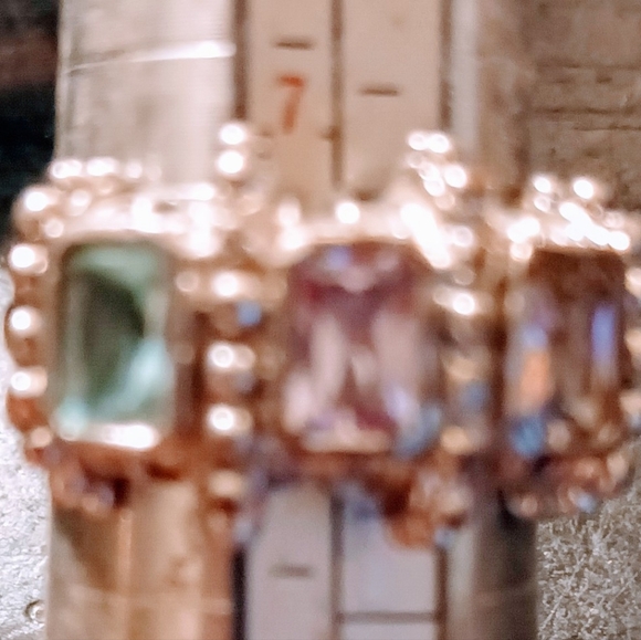 Sterling Silver 9.25 With 3 Gemstone  Aquarium,Green Peridot,  Quartz Sz 8 Ring - Picture 12 of 15